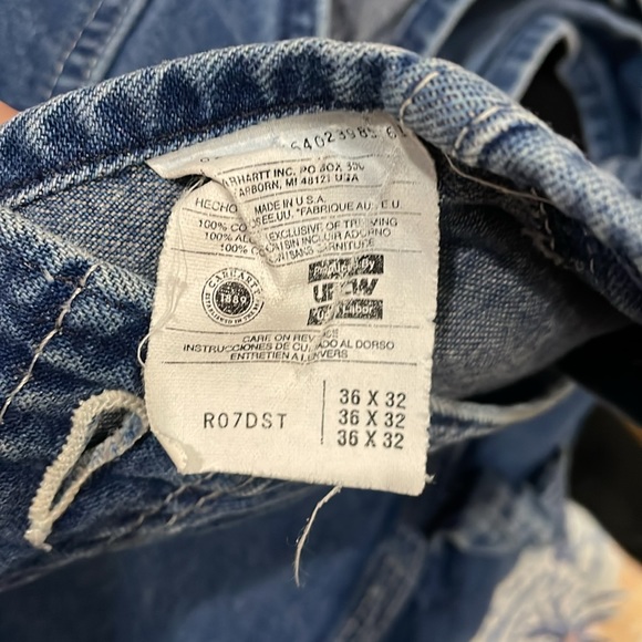 Carhartt Denim Overalls Medium Wash 36 x 32 - Picture 7 of 7